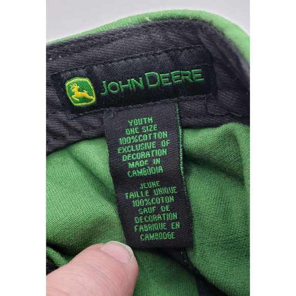 John Deere Green With Black & Gold Logo Canvas Strapback Hat Cap - Picture 7 of 10